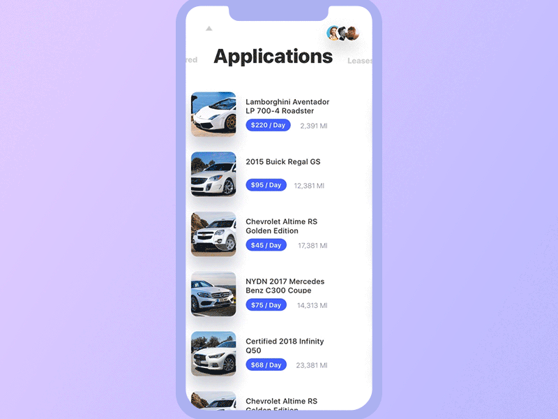 Get Wheels. My Vehicles animation app dislike interaction interaction design interaction logic like list map mobile principle typography ui ux vehicles