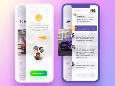 Get Wheels. Chat app application carlease cars chat chat bubble dashboard interaction list map messages mobile modal purple slide menu typing typography ui ux vehicle