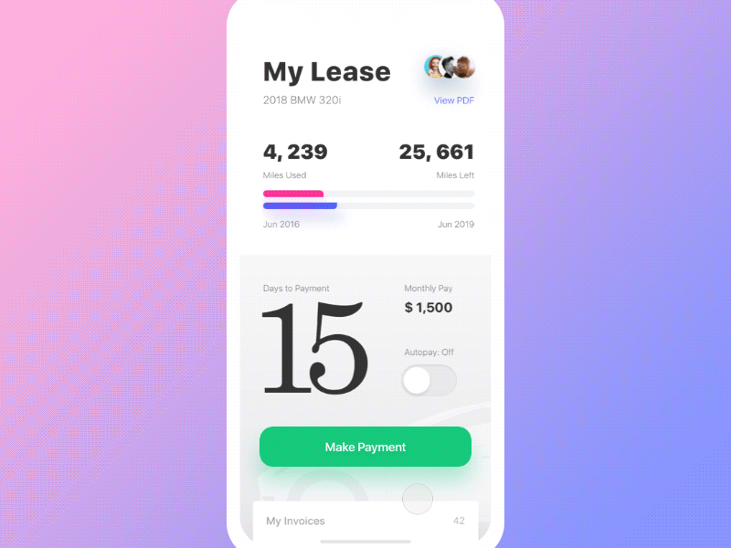 Get Wheels. Search vs Lease Mode animation animation gif app application carlease dashboard interaction list map mobile modal slide menu typography ui ux vehicle