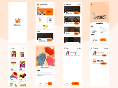 HelloCat adopt adoption app branding design design app illustration ui uiux ux vector
