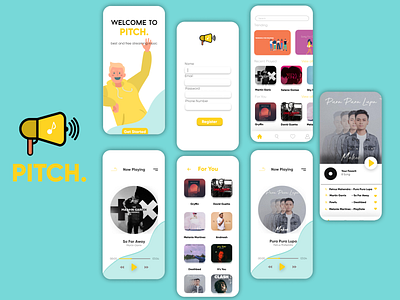 Pitch streaming music concpet animation app design flat icon logo minimal ui ux web