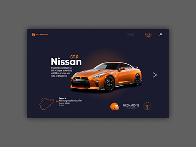 GTR landing animation car design flat icon sportcar ui ux website