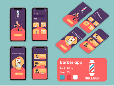 Barber booking app app app design barber beard character grooming hair haircut illustration logo logodesign mobile ui ux