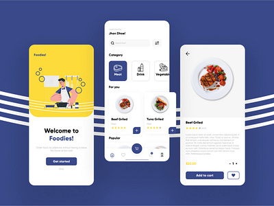 Foodies delivery app app delivery design flat food food app icon illustration iphone mobile mockup ui ux