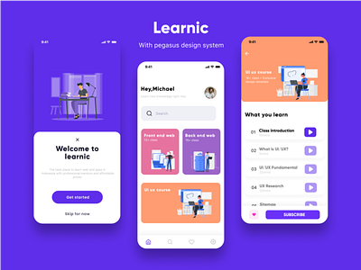 LEARNIC APP app apple branding design health heart icon illustration ios iphone logo logo logodesign mobile mockup onlinecourse ui ux