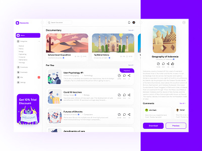 Documently Dashboard 3d animation app branding dashboard design document download icon illustration jurnal logo research trending typography ui ux vector