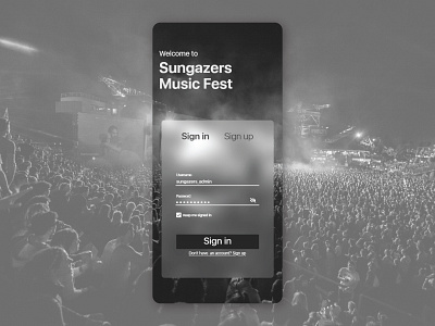Sign in page for Sungazers Music Fest