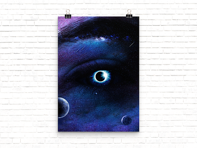 Eternal Space | Poster Design 2020 trend blue eye illustration interior design interior design ideas mockup photo manipulation photoshop photoshop art planet poster poster art poster design print print design science and technology science fiction space space art