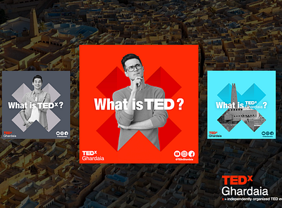 Social media posts for TEDx Ghardaia graphic design