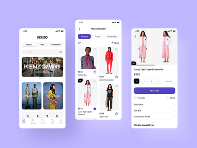 Kenzo app app app design application clothes clothes shop design fashion filters ios app online store store ui ux wear