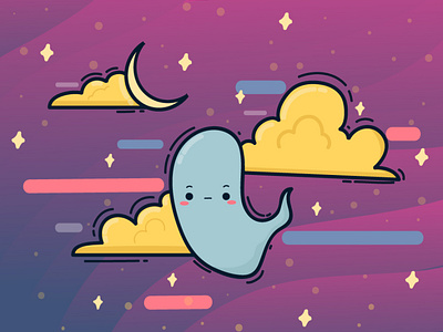 night sky kawaii doodle