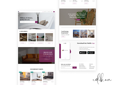 Landing page for a furniture website design minimal ui web website