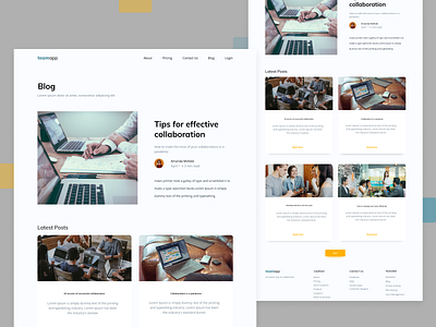 Blog page for a collaboration website design ui web website