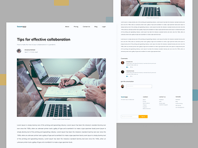 Post page for a collaboration website design ui web website