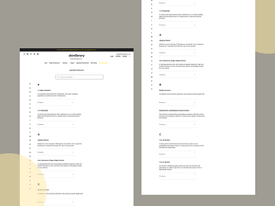 SkinLibrary - Ingredient Page Redesign design minimal ui ux web website