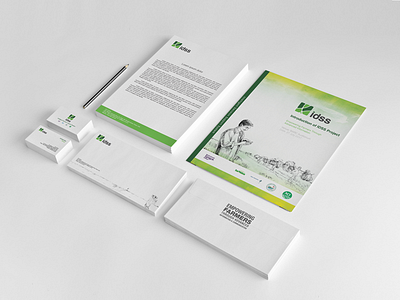 IDSS Stationery Design agriculture bangladesh envelope folder green letterhead stationery