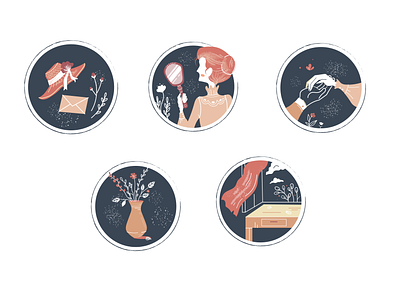 Vintage Romance Icon Set adobe illustrator design icon icon design icon set illustration romantic vector vintage