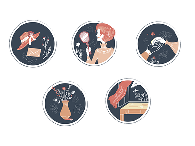 Vintage Romance Icon Set