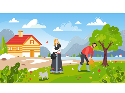 Norwegian pastoral 🌿🌼 adobe illustrator cartoon character character design cute family flat design illustration norway portrait portrait illustration vector