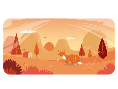 Autumn Header Image adobe illustrator autum banner design fox header illustration vector