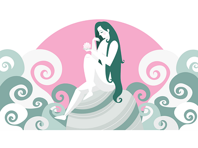 A Mermaid on the Stone adobe illustrator design fantasy illustration mermaid vector vector art