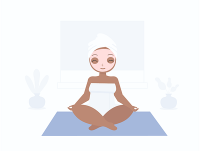 Meditation bodypositive female character illustration keep calm meditation minimal plus size relaxation vector