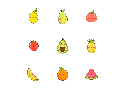 Happy Fruit adobe illustrator cute fruit icon set illustration vector