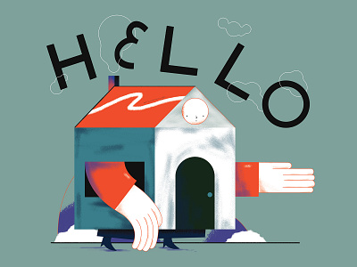 Hello I'm home character design drawing flat graphic house illustration illustrator photoshop texture vector
