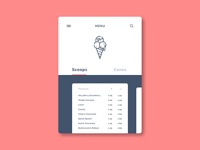 Ice-cream Menu 100daysofui adobexd dailyui design ui