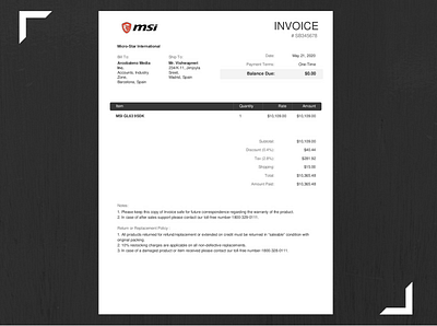 MSI Invoice Template - Idea 100daysofui adobexd dailyui design ui