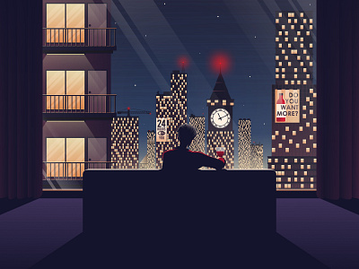 Relax alone city dark illustration night relax town