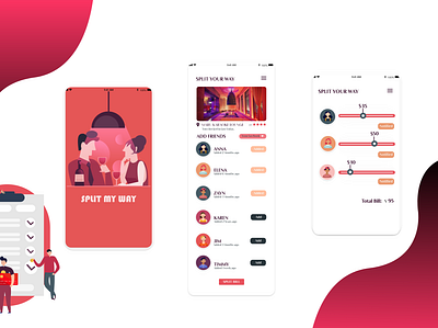 Bill Splitting App adobe daily challenge adobe daily challenge app design illustration minimal ui ux