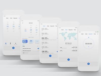 Clock App android app design mobile prototype ui ux