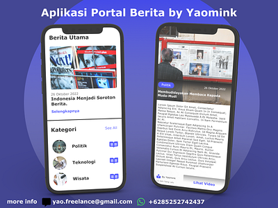 Minimal News UI Yaomink - BeritaKita berita blog flutter magazine mobile news pwa ui webapp