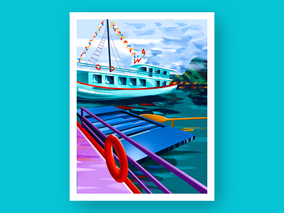 Halong Bay Cruise artist asia brush colorful illustration ipad art procreate procreate art travel vietnam