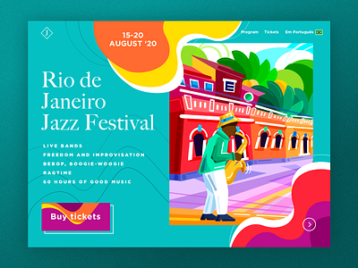 Rio de Janeiro Festival brazil bright colorful concept flat illustration interface minimal procreate rio de janeiro ui ux waves web