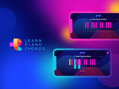 Learn Piano Chords App app branding bright gradient interface learn logo music ui