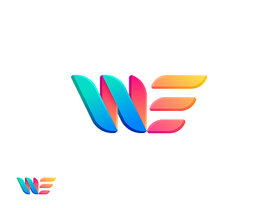 WE logo 3d brand branding bright colorful fake 3d gradient logo logo design logotype we