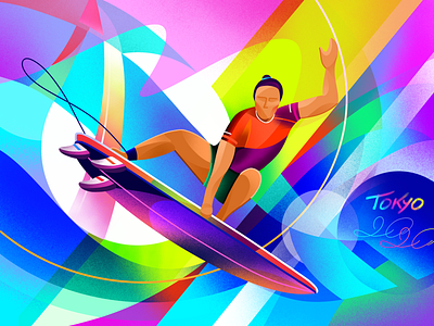 Olympics | Surfing abstract athlete bright colorful gradient graphic design illustration olympics procreate sports surfing tokyo 2020 wave