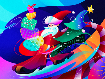 Santa is hurrying up 🎄 bright christmas colorful festive holiday illustration new year procreate santa santa claus