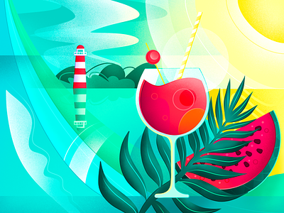 Caribbean colors app beach bright cancun caribbean cocktail colorful drink illustration lighthouse mexico procreate summer ui vacation
