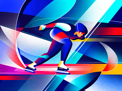 Winter Olympics | Speed Skater athlete branding bright colorful design graphic design illustration illustrator minimalism olympics procreate skater speed sport sportsman winter olympics