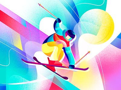 Winter Olympics | Freestyle Skiing app athlete branding bright colorful graphic design illustration illustrator jump olympics procreate skiing sport winter