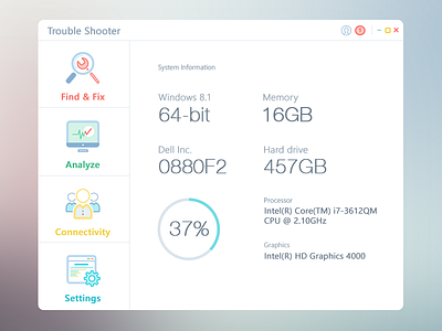 Trouble Shooter app application clean flat icon icons interface minimal ui ux web webdesign