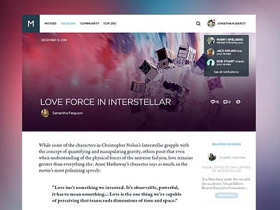 Movie Review application clean dashboard flat interface minimal social ui ux web webdesign website