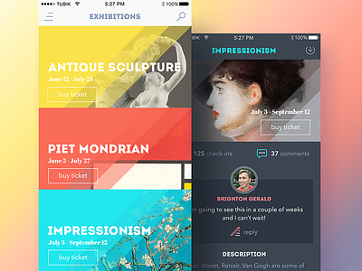 Art Gallery App app art dashboard feed flat gallery interface ios sketch timeline ui ux