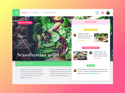 Cooking Website app color colorful cook dashboard flat interface notification ui ux web website