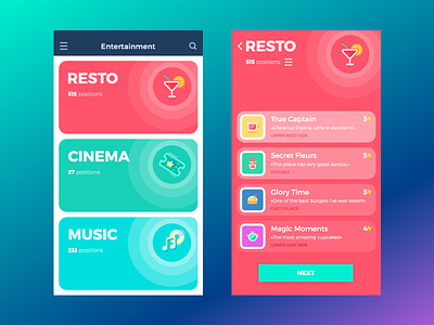 Entertainment App app bright clean colorful feed illustration interface ios sketch timeline ui ux