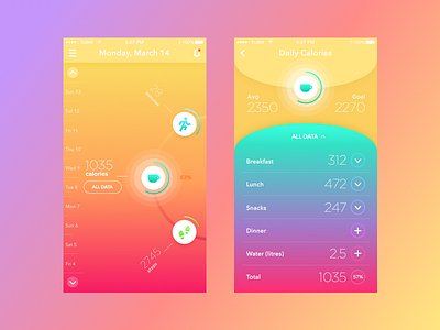 BeBright App app application bright color concept fitness flat interface ios sport ui ux