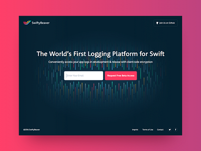 SwiftyBeaver Landing Page app application dark development landing mac platform product swift ui ux web